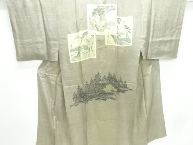 JAPANESE KIMONO / ANTIQUE MENS JUBAN / SILK / 53 STATIONS OF THE TOKAIDO